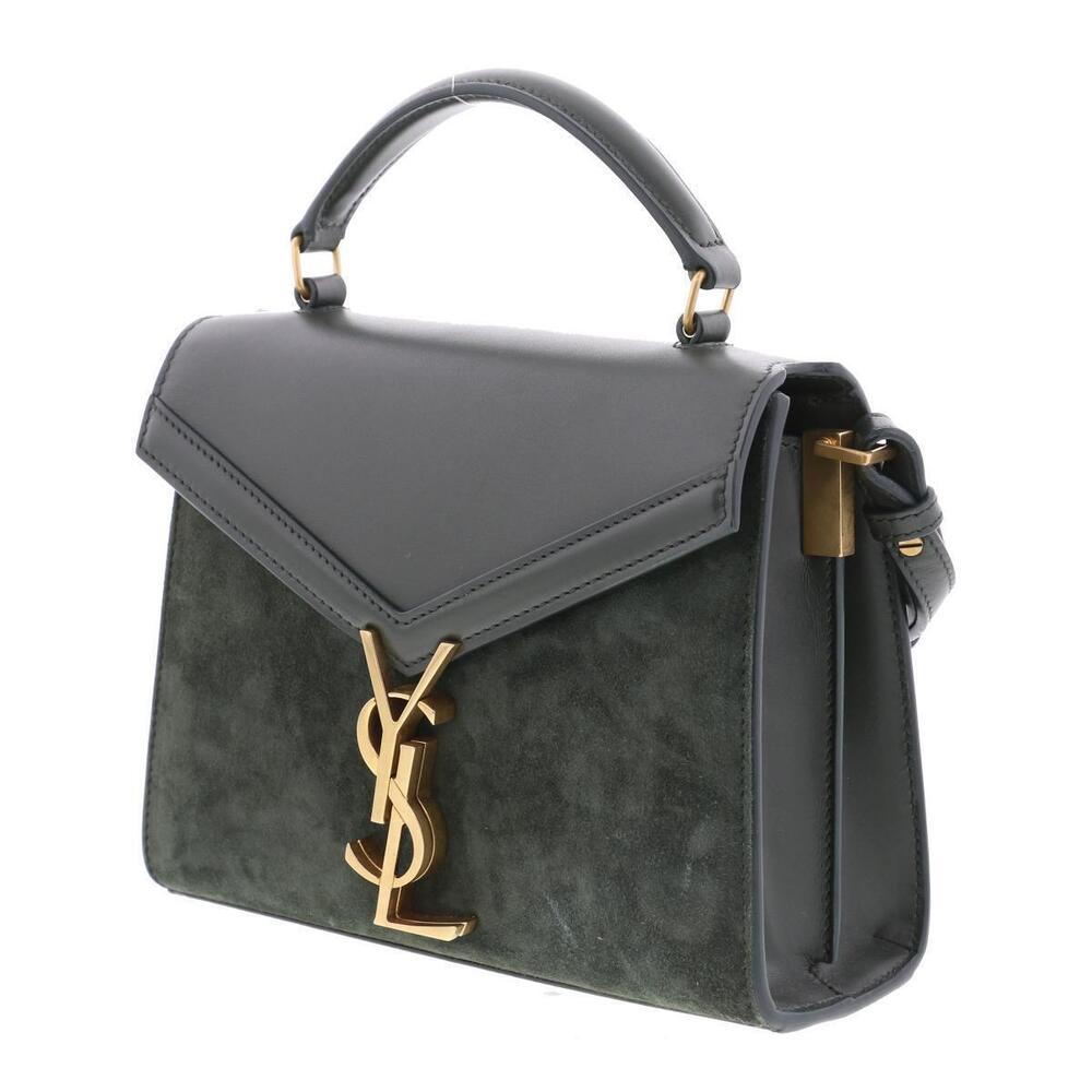 Saint Laurent Green Suede Shoulder Messenger Bag Cassandra Leather